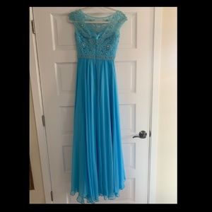 Blue Sherri hill beaded prom dress